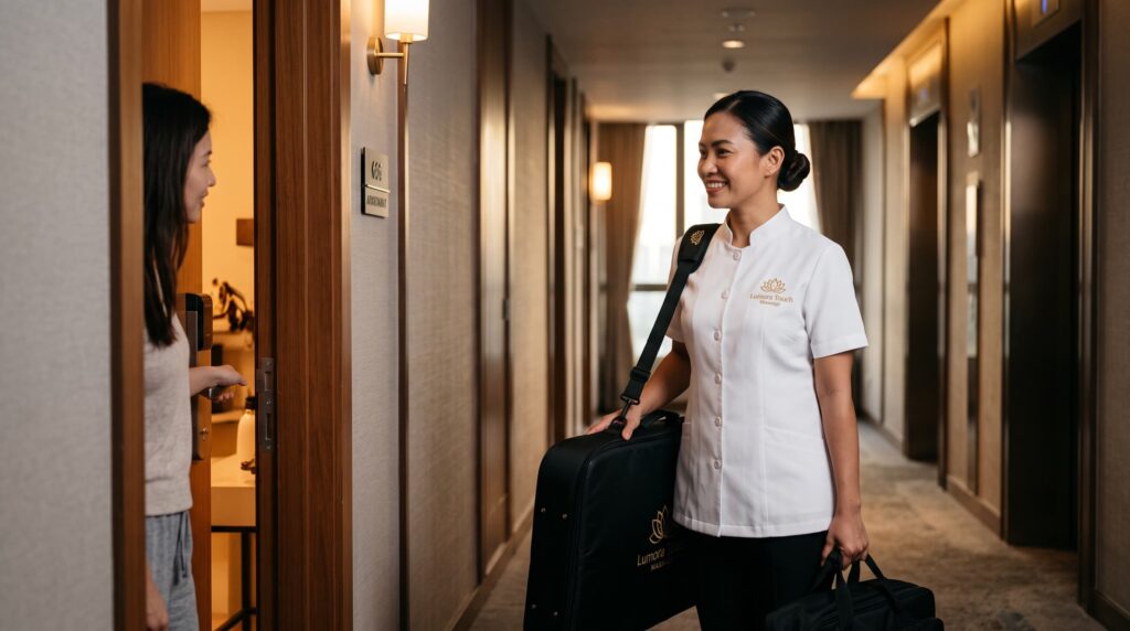 hat is outcall massage - therapist arriving for a home massage in KL